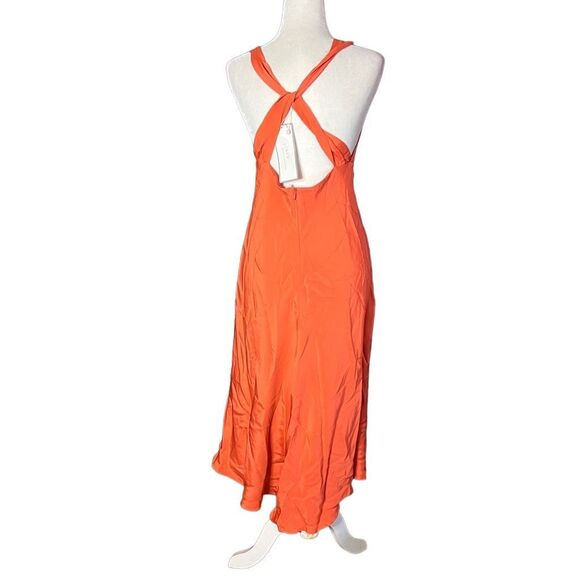 NWT j crew midi orange silk dress cross cross back semi formal size 8 - Picture 2 of 5